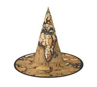 OAZCVBNN Old Stained World Map Print Festive Carnival Party Hat For Adults Season Cosplay Costume Celebration Headwear