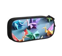 OAZCVBNN Origami Multicolor Papercraft Cranes Print Pencil Case Storage Makeup Gomme Penne Studenti Scuola Ufficio Multi-Scene Uso, Nero , taglia unica, Set di zaini per la scuola