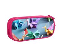 OAZCVBNN Origami Multicolor Papercraft Cranes Print Pencil Case Storage Makeup Gomme Penne Studenti Scuola Ufficio Multi-Scene Uso, rosa, taglia unica, Set di zaini per la scuola