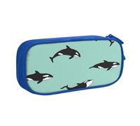 OAZCVBNN Pacific Ocean - Astuccio con stampa di balene e gomme, per studenti, scuola, ufficio, multi-scene, Blu, taglia unica, Set di zaini per la scuola