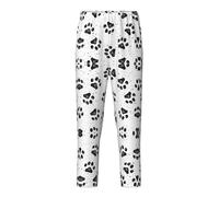 OAZCVBNN Pantaloni traspiranti con stampa a zampa di cane, festività natalizie, celebrazioni festive, donne e uomini, pigiama per famiglie, Nero , S