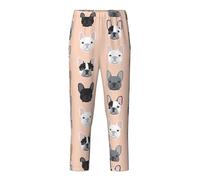 OAZCVBNN Pantaloni traspiranti con stampa francese, festività natalizie, celebrazioni festive, donne e uomini, pigiama per famiglie, Nero , 10-12