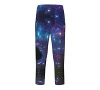 OAZCVBNN Pantaloni traspiranti con stampa galassia, festività natalizie, celebrazioni, donne, uomini, pigiama per famiglie, Nero , 10-12