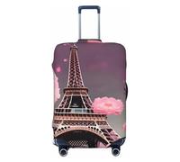 OAZCVBNN Parigi Street Torre Eiffel rosa stampa floreale unica valigia copre viaggio bagagli copertura con elastico antigraffio design, Nero , L