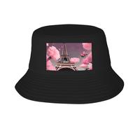 OAZCVBNN Paris Street Torre Eiffel rosa stampa floreale pratico ed elegante berretto adulto pescatore cappello leggero traspirante cappelli alla pescatora