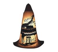 OAZCVBNN Pianoforte Violino E Note Musicali Stampa Carnevale Mantello Con Cappuccio Mantello Costume Cosplay Festival Stagionale Indossare Mago Eventi