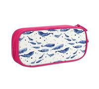 OAZCVBNN Piccolo astuccio con stampa balena blu che nuota, per cancellare il trucco, penne, studenti, scuola, ufficio, multi-scena, rosa, taglia unica, Set di zaini per la scuola
