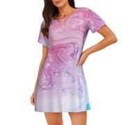 OAZCVBNN Pigiama elasticizzato con stampa color marmo rosa pastello blu viola delicato sulla pelle, per passeggiate e shopping, Nero , XL
