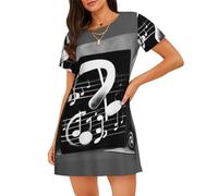 OAZCVBNN Pigiama elasticizzato con stampa di note musicali bianche e nere, delicato sulla pelle, per passeggiate e shopping, Nero , XL