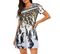 OAZCVBNN Pigiama elasticizzato con stampa pinguini nella neve, delicato sulla pelle, per passeggiate e shopping, Nero , 3XL