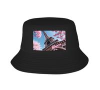 OAZCVBNN Pittura ad olio Parigi Torre Eiffel Stampa Pratico ed Elegante Cappello Adulto Pescatore Cappello Leggero Traspirante Secchio Cappelli Nero