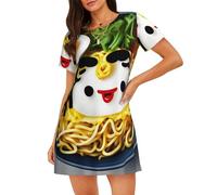 OAZCVBNN Portauovo Noodle Ramen Stampa Delicato sulla Pelle Pigiama Morbido Elasticizzato Passeggiate Piacevoli Viaggi Shopping, Nero , S