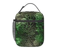 OAZCVBNN Pratica borsa termica per il pranzo con stampa di serpente verde, riutilizzabile, per lavoro, picnic, attività all'aperto