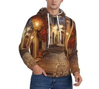 OAZCVBNN Pullover con cappuccio unisex con stampa italiana Old Street per attività all'aperto e campeggio, Nero , 4XL