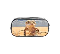 OAZCVBNN Sand Leopard Geco Stampa Ragazzi Ragazze per Cancelleria Trasparente Organizzatore Cancelleria Astuccio Forniture