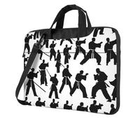OAZCVBNN Silhouettes Of Martial Arts Print Versatile Borsa per Computer Portatile Elegante Custodia Per Computer Portatile Con Borsa A Tracolla Messenger Opzioni Cartella, Nero , 14 inch