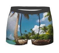 OAZCVBNN Slip da uomo con stampa tropicale a due palme comode biancheria intima delicata sulla pelle allenamento confortevole atletico casa, Nero , XXL