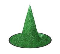 OAZCVBNN Stampa scintillante con paillettes verdi unisex cappello da strega Halloween per carnevale cosplay berretto pieghevole e feste a tema