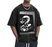 OAZCVBNN T-shirt oversize con stampa di note musicali bianche nere classiche maniche corte relax casa viaggi palestra allenamenti, Nero , XL
