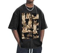 OAZCVBNN T-shirt oversize con stampa di pastore tedesco, vestibilità classica, a maniche corte, per rilassarsi, casa, viaggi, palestra, allenamenti, Nero , L