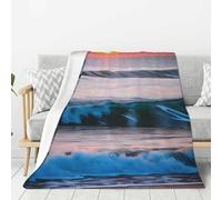 OAZCVBNN Tramonto e alba con onde oceaniche e mare stampa tutto l'anno versatile coperta divano biancheria da letto regali super morbida sensazione al tatto