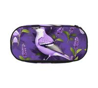 OAZCVBNN Uccello in viola lavanda fiori stampa floreale leggero convenienza astuccio scuola studenti portapenne trucco viaggio ragazzo ragazza, Nero , Taglia unica, Organizer per borse