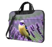 OAZCVBNN Uccello In Viola Lavanda Floreale Fiori Stampa Versatile Laptop Bag Elegante Custodia Per Computer Portatile Con Borsa Messenger Spalla Valigetta Opzioni, Nero , 15.6 inch