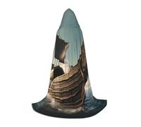 OAZCVBNN Vecchia barca vichinga stampa carnevale mantello con cappuccio mantello cosplay costume stagionale festival usura mago eventi