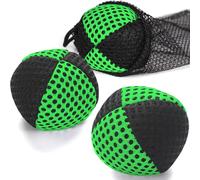 oazoxcx Palline da giocoliere per principianti e professionisti, 2 strati di rete e borsa per il trasporto, set da 3 palline da giocoleria da 62 mm per bambini (nero-verde)