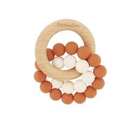 OB DESIGNS - anello massaggiagengive gioco per la dentizione per neonato in silicone alimentare e legno di faggio antibatterico, facilmente lavabile con acqua e sapone, adatto dalla nascita