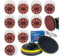 OBA 100 Pezzi 125mm Dischi Abrasivi Set con 2 Ganci e Passanti Rotondi Tampone Abrasivo per Smerigliatrice Angolare M14, Trapano con 8 Fori 40/60/80/100/120/150/180/240/320/600 Grane
