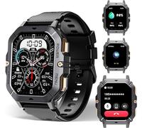 OBA Orologio sportivo OUKITEL BT101 da uomo, 2,02 pollici, 100 modalità sportive, impermeabile 5 ATM, 410 mAh, notifiche, cardiofrequenzimetro, contapassi, tracciamento attività, microfono, nero