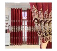 ObaBO 1 Pezzo Ricamato Semi Sheer Tende, Doppio Strato, Stile Europeo Ricamato Voile Curtain per Farmhouse Soggiorno Camera da Letto, Punching,Red-94 * 79in