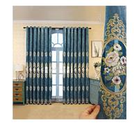 ObaBO 1 Pezzo Ricamato Semi Sheer Tende, Doppio Strato, Stile Europeo Ricamato Voile Curtain per Farmhouse Soggiorno Camera da Letto, Punching,Blue-122 * 79in