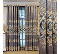 ObaBO Tenda a Pannello in ciniglia, Tenda a Pannello a Doppio Strato Ricamata Floreale Jacquard in Stile Europeo per Camera da Letto e Soggiorno, 1 Pannello,Dark Blue-165 * 79in