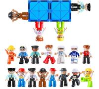 obakaer Grandi figure magnetiche per bambini, 15 pezzi, grandi figure da gioco da 3 pollici, per piastrelle magnetiche, mattoncini magnetici per bambini, giocattolo regalo a partire da 3 4 5 6 7+