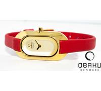 Obaku 136LGGRR Orologio Stretto Designer Acciaio Inox Dorato Rosso Cinturino
