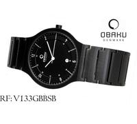 OBAKU Denmark Orologio V133GBBSB Acciaio Inox Nero Semplice Funzionale Data