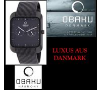 Obaku Designer Orologio Acciaio Inox Nero Sportivo V145UBBMB Cinturino Milanese