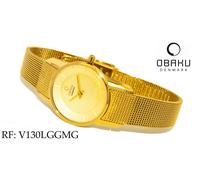 OBAKU Orologio da Donna V130LGGMG Stretto Acciaio Inox Dorato Con Milanese Band