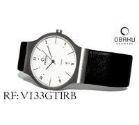 OBAKU Orologio da Uomo V133GTIRB Titan-Gehäuse Cinturino 38 MM Data Semplice