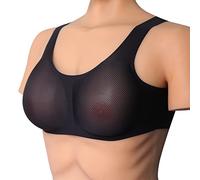 OBASDFD 1 Pair Drop-Shaped Silicone Fake Breasts with Underwear Set Boobs Crossdressing Crossdressers Transgender Prosthetic Bra Comfortable Stretch Fabric Mesh black-2000g(Black,500g)
