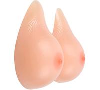 OBASDFD 1 Pair Reusable Fake Breasts Self Adhesive Silicone Breast Forms Long-Tail Shape Boobs for Cancer Surgery Woman Chest Improvement(1400g/Pair, Nude)(1200g/Pair)