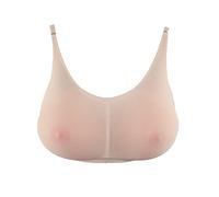 OBASDFD 1 Pair Triangular Silicone Fake Boobs with Underwear Set Crossdressing Breasts Crossdressers Transgender Prosthetic Bra Comfortable Stretch Fabric Mesh black-400g(Flesh,400g)