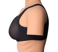 OBASDFD 1 Pair Triangular Silicone Fake Breasts with Underwear Set Boobs Crossdressing Crossdressers Transgender Prosthetic Bra Comfortable Stretch Fabric Mesh White-400g(Black,600g)