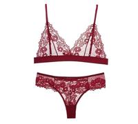 OBASDFD 1 Set Lace Bra Sets Summer Women's Lingerie Suit Brief Transparent No Wire Intimate(Blue,M)(Red,M)