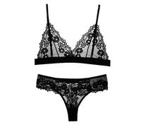 OBASDFD 1 Set Lace Bra Sets Summer Women's Lingerie Suit Brief Transparent No Wire Intimate(White,L)(Black,L)