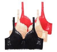 OBASDFD 3 Pack Women Underwire Push Up Bra Set Bustier Sports for Training Men Tank Top, Black, 42C(Blue,36B)