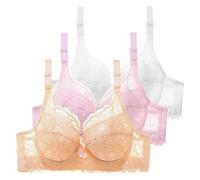 OBASDFD 3 Pack Women Underwire Push Up Bra Set Bustier Sports for Training Men Tank Top, Blue, 34B(Beige,36D)