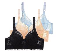 OBASDFD 3 Pack Women Underwire Push Up Bra Set Bustier Sports for Training Men Tank Top, Blue, 34B(Blue,38C)